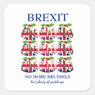 Funny   Christmas Pudding   UNION JACK   BREXIT Square Sticker