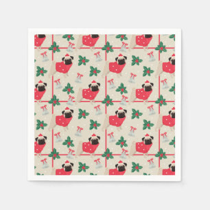Funny Christmas Pugs Napkin