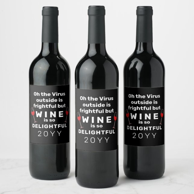 Funny Christmas Pun Wine Lover Typography Label (Bottles)