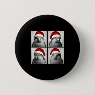 Funny Christmas Quaker Parrot Santa Photo Booth 6 Cm Round Badge