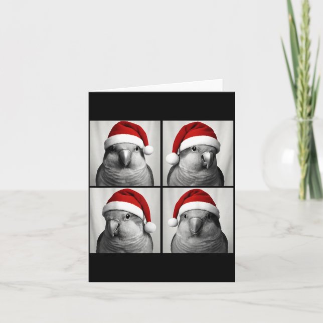 Funny Christmas Quaker Parrot Santa Photo Booth  Card (Front)