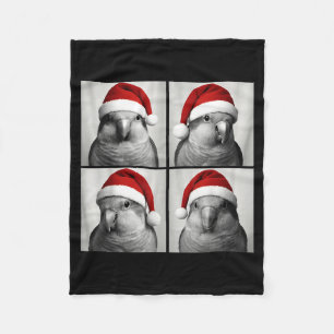 Funny Christmas Quaker Parrot Santa Photo Booth Fleece Blanket