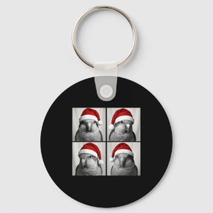 Funny Christmas Quaker Parrot Santa Photo Booth  Key Ring