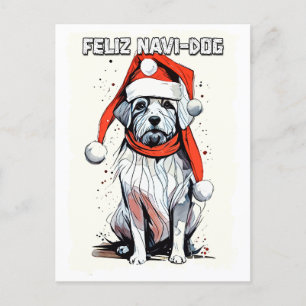 Funny Christmas Quote Cute Whimsical Santa Dog Postcard