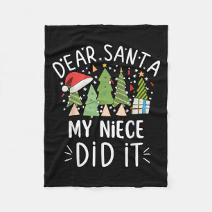 Funny Christmas Quote Sayings Dear Santa My Niece  Fleece Blanket