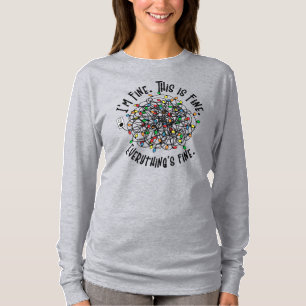 Funny Christmas Quote Tangled Lights I'm fine T-Shirt