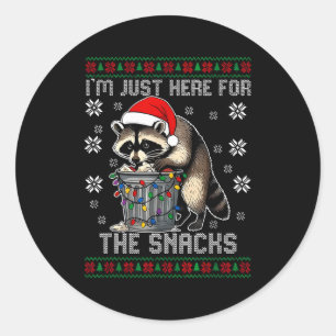 Funny Christmas Raccoon Shirt I'm Just Here For Th Classic Round Sticker