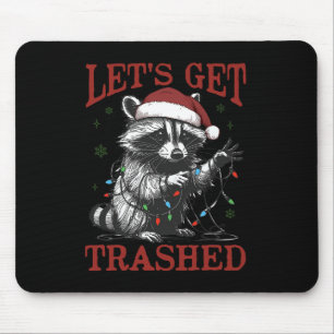 Funny Christmas Racoon Get Trashed Santa Feral Xm Mouse Pad