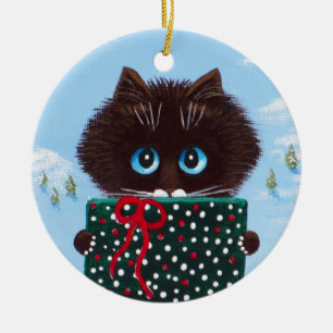 Funny Christmas Ragdoll Cat Art Creationarts Ceramic Ornament