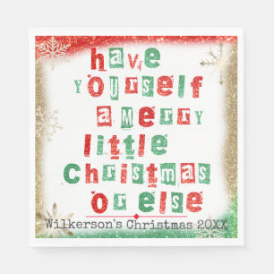 Funny Christmas Ransom Note from Santa Claus Napkin