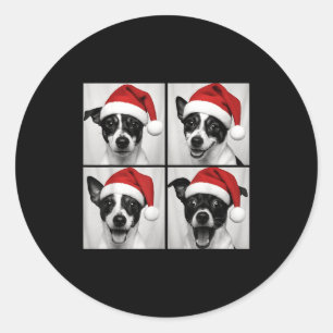 Funny Christmas Rat Terrier Santa Dog Lover Photo Classic Round Sticker