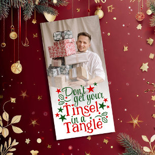 Funny Christmas Red Green Tinsel Photo Holiday Card