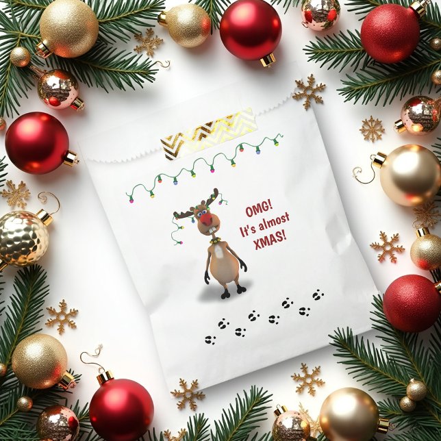 Funny Christmas Red Nosed Reindeer - Favour Bag (Creator Uploaded)
