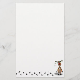 Funny Christmas Red Nosed Reindeer Stationery