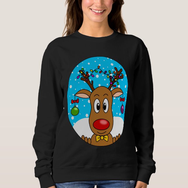Funny Christmas Red Nosed Reindeer Sweatshirt (Front)
