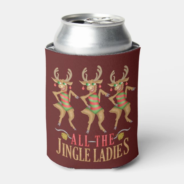 Funny Christmas Reindeer All the Jingle Ladies Can Cooler (Can Front)