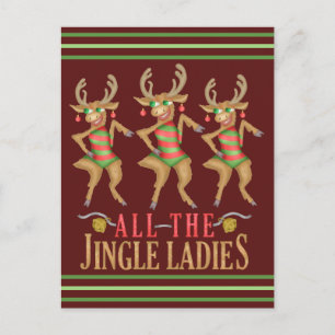 Funny Christmas Reindeer All the Jingle Ladies Postcard