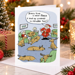Funny Christmas Reindeer Cartoon - Fleece Navidad Holiday Card