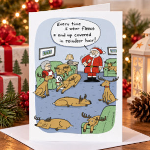 Funny Christmas Reindeer Cartoon - Fleece Navidad Holiday Card
