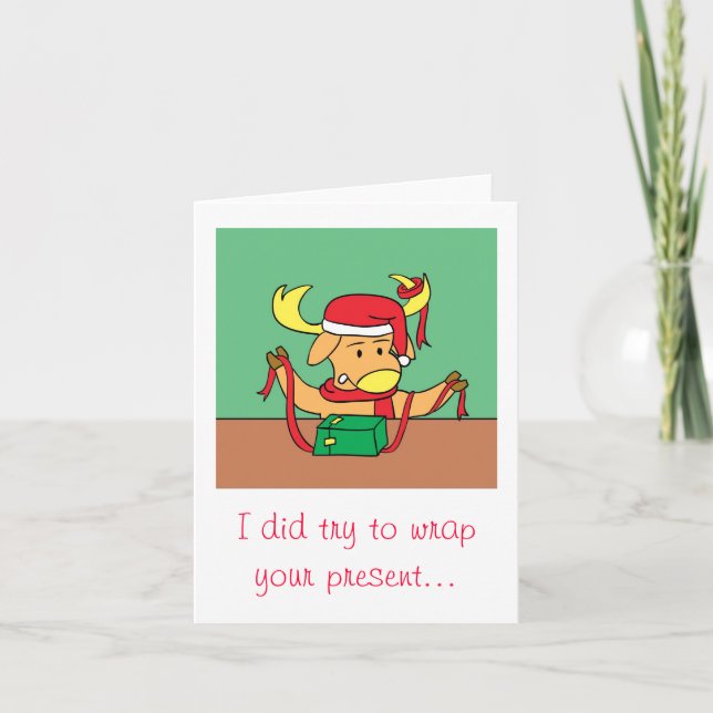 Funny Christmas Reindeer Cartoon Greeting Card (Front)