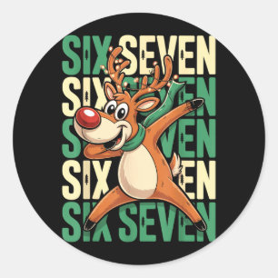 Funny Christmas Reindeer Dabbing Xmas Dab Six Classic Round Sticker