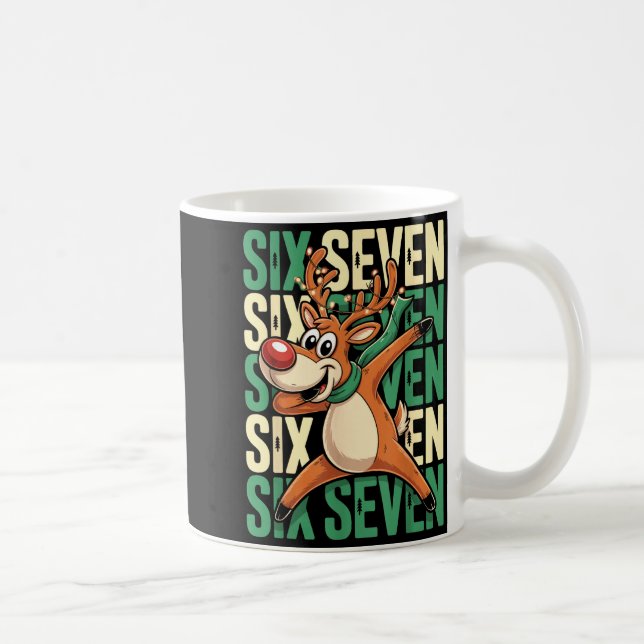 Funny Christmas Reindeer Dabbing Xmas Dab Six Seve Coffee Mug (Right)