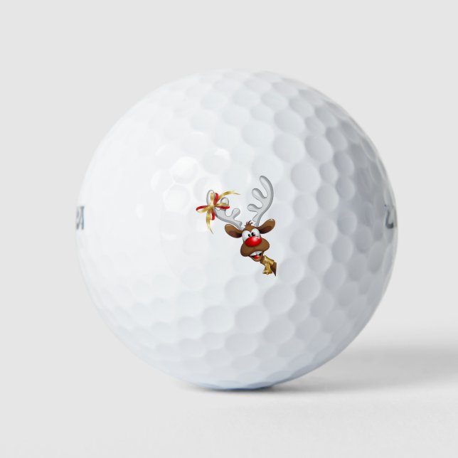 Funny christmas reindeer golf balls (Front)