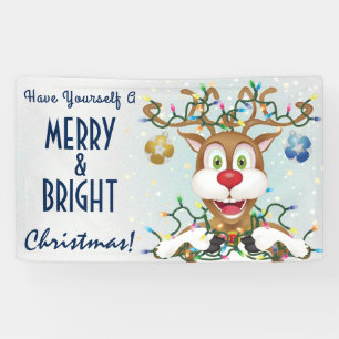 Funny Christmas Reindeer Holiday Cheer Banner