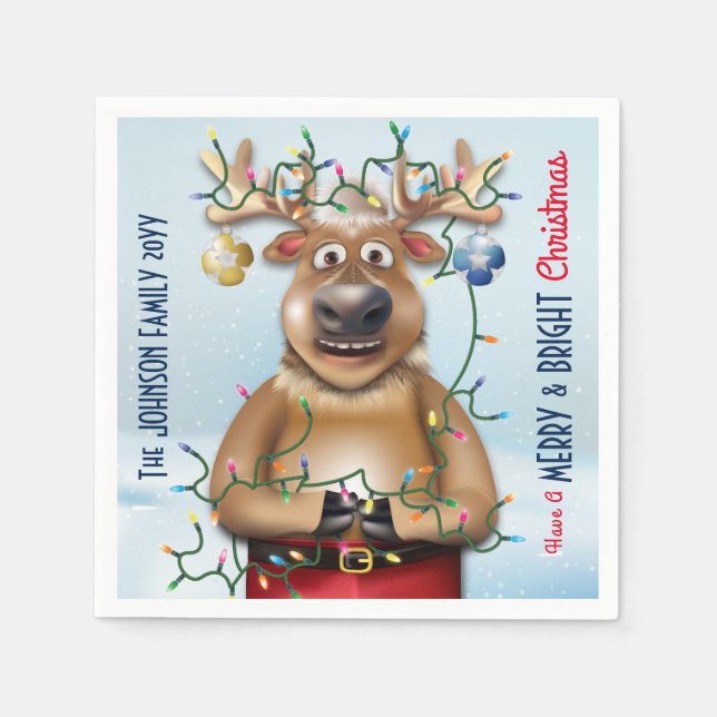 Funny Christmas Reindeer Holiday Cheer Napkin (Front)