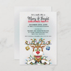Funny Christmas Reindeer Holiday Party Invitation
