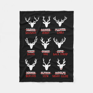 Funny Christmas Reindeer Hunter Deer Meat Hunting Fleece Blanket