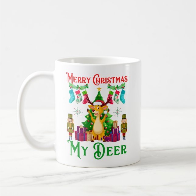 Funny Christmas Reindeer, Merry Christmas My Deer Coffee Mug (Left)