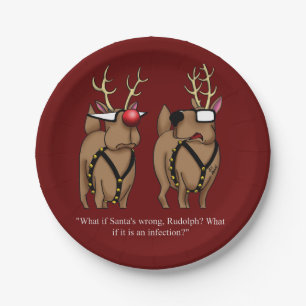 Funny Christmas Reindeer Nose Humour Paper Plate