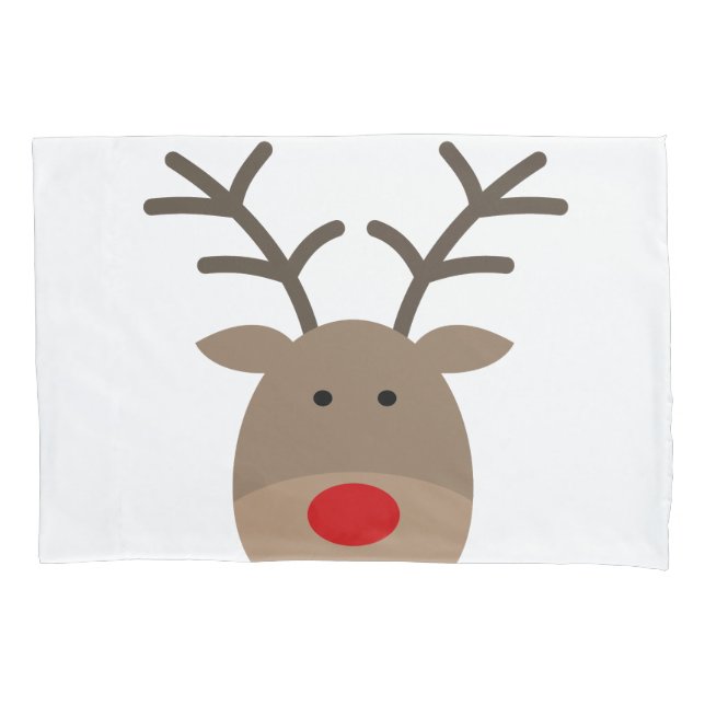 Funny Christmas reindeer pillowcase for bedroom (Front)