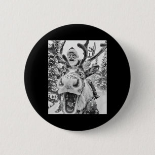 Funny Christmas Reindeer Selfie Santa Claus Xmas S 6 Cm Round Badge