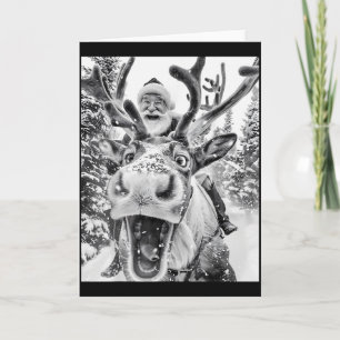 Funny Christmas Reindeer Selfie Santa Claus Xmas S Card