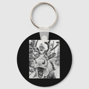 Funny Christmas Reindeer Selfie Santa Claus Xmas S Key Ring