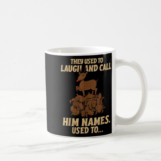 Funny Christmas Reindeer They Used To Laugh &amp;  Coffee Mug (Right)