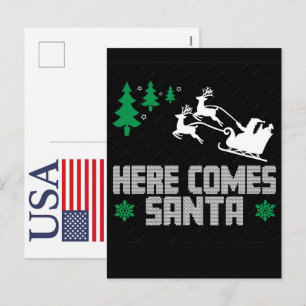 Funny Christmas Reindeer USA 250 Years Patriotic Holiday Postcard