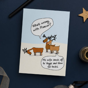Funny Christmas Reindeer Vegas Folded Holiday Card