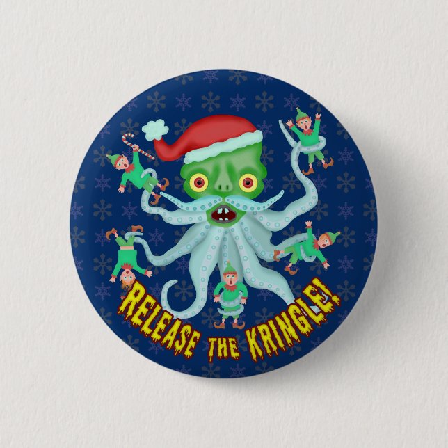 Funny Christmas Release the Kringle Santa Claus 6 Cm Round Badge (Front)