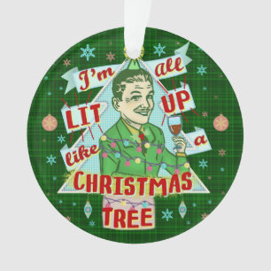 Funny Christmas Retro Drinking Humour Man Lit Up Ornament