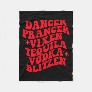 Funny Christmas Retro Drinking Reindeers Names Fleece Blanket