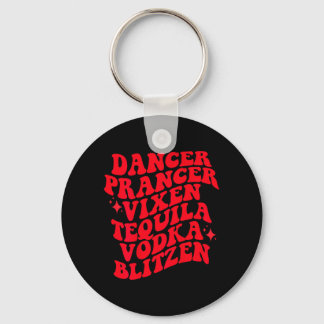 Funny Christmas Retro Drinking Reindeers Names Key Ring
