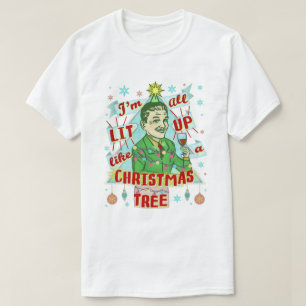 Funny Christmas Retro Lit Up Drinking Humour Man T-Shirt