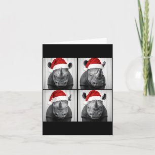 Funny Christmas Rhinoceros Santa Photo Booth Safar Card