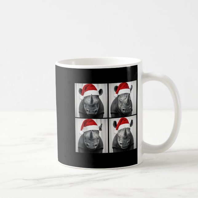Funny Christmas Rhinoceros Santa Photo Booth Safar Coffee Mug (Right)