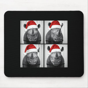 Funny Christmas Rhinoceros Santa Photo Booth Safar Mouse Pad