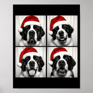 Funny Christmas Saint Bernard Santa Dog Lover Phot Poster