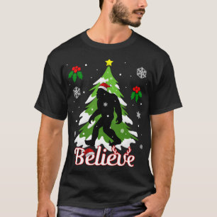 Funny Christmas Santa Bigfoot Believe Sasquatch T-Shirt